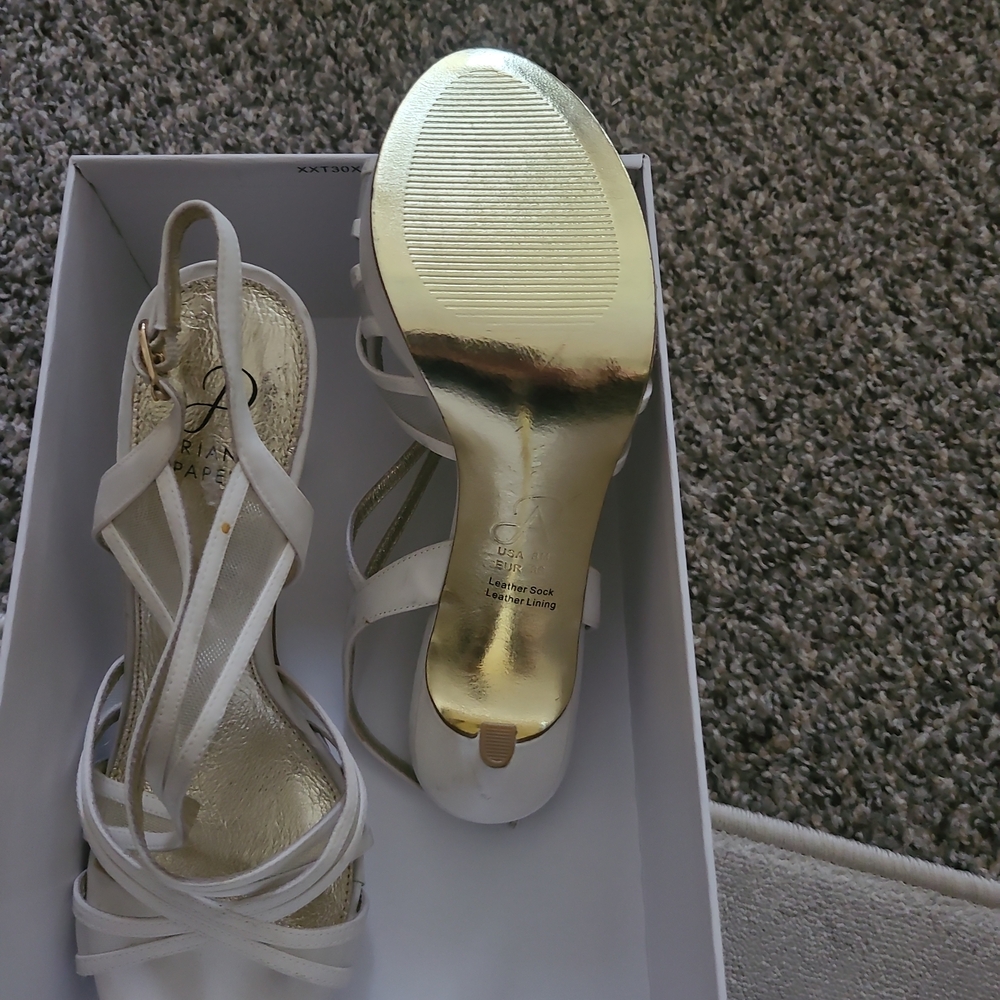 Adrianna Papell Gold and White Heels for Elegant Occasions